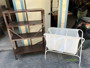 lot 425 image: Shelving Unit & Laundry Sorter