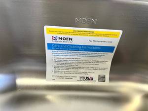 lot 10 image: Moen 1800 Series Stainless Steel 31.75 in. Double Bowl Undermount Kitchen Sink with 7 in. Depth