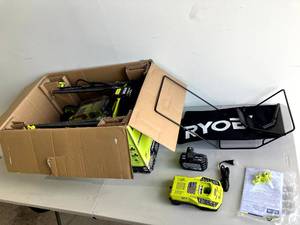 lot 22 image: Ryobi ONE HP 18V Brushless 16 in. Cordless Battery Walk Behind Push Lawn Mower with (1) 4.0 Ah Batteries and (1) Charger
