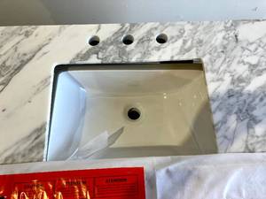 lot 53 image: Home Decorators Collection Sonoma 48 in. W x 22 in. D x 34 in H Bath Vanity in Pebble Gray with White Carrara Marble Top
