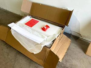 lot 70 image: StyleWell Craft 42 in. White 3-Drawers Table with Shelf