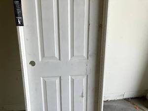 lot 79 image: Masonite 30 in. x 80 in. 6-Panel Left-Handed Solid Core Smooth Primed Composite Single Prehung Interior Door