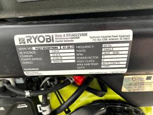 lot 88 image: Ryobi 4000-Watt Gasoline Generator Starts but Runs rough and needs CO2 Module