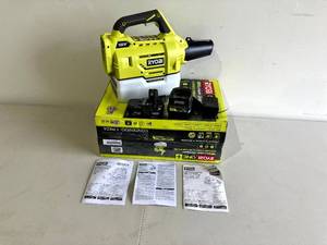 lot 99 image: Ryobi ONE 18V Cordless Battery FoggerMister with 2.0 Ah Battery and Charger