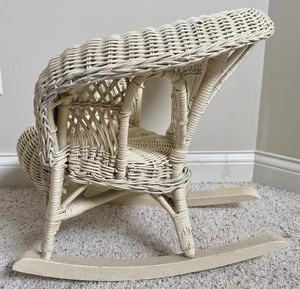 Childrens Vintage White Wicker Rocker