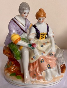 2 Vintage Painted Ceramic Figurines