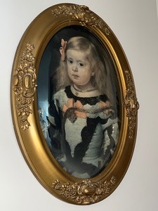 Pair of Vintage Prints in Oval Antique Gold Gilt Wood Frames