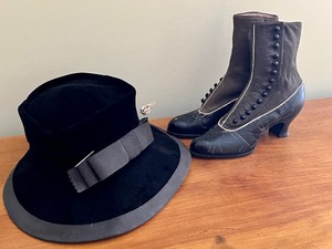Antique Ladies Hat and Shoes