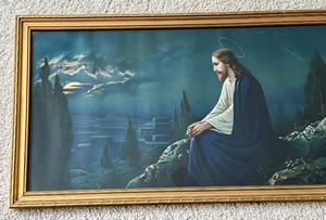 Vintage Framed Lithograph of Jesus Our Lord on the Mount of Olives