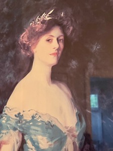 Vintage Framed Print Lady in Blue