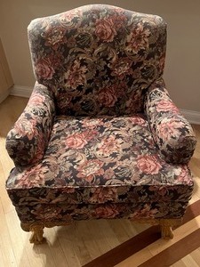 Floral Upholstered Claw Foot Arm Chair