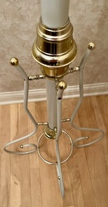 Vintage White and Gold Metal Coat & Hat Rack