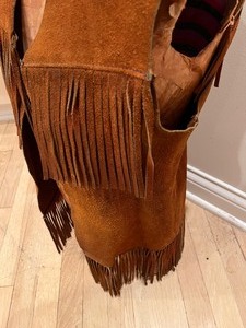 Vintage Real Leather Brown Fringe Vest