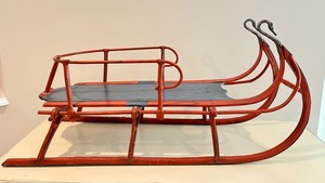 Stunning Victorian Painted Swan Head Sled  Toboggan - 1890s