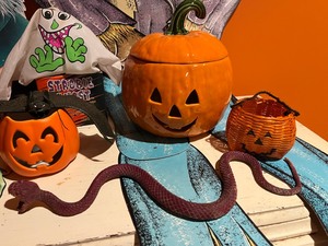 Vintage Halloween Decorations Beistle Scarecrow, Ceramic Pumpkin & More