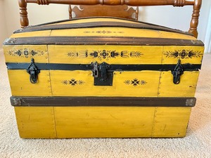 Vintage Sunflower Yellow Wood Chest