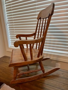Vintage Solid Wood Coffee Table & Childs Nichols & Stone Rocking Chair
