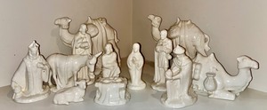 Vintage White Ceramic Nativity Set