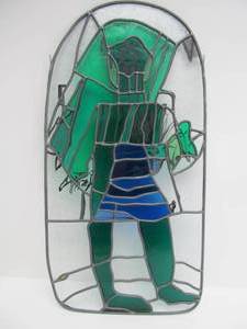 lot 67 image: Hand Made Stained Glass Folk Art Window