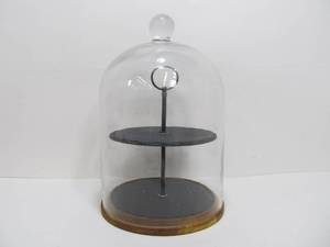 lot 59 image: Acacia Wood Artesa Glass Domed Serving Piece