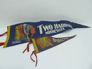 lot 61 image: Old Vintage 1930s era DuluthTwo Harbors Felt Pennants