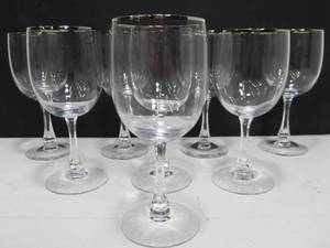 lot 17 image: Set of 8 Silver Rimmer Signed FOSTORIA Wine Goblets