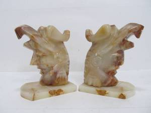 lot 141 image: Pair of Vintage AztecMayan Style Onyx Bookends
