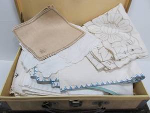 lot 193 image: 2 Boxes FULL of Vintage Linens Doilies Crocheted Items