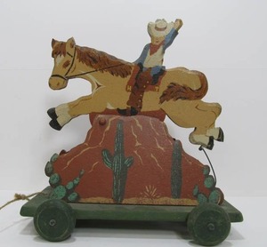 lot 198 image: Hand Signed Cowboy Pull Toy