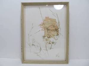 lot 212 image: Mid Century Abstract Portrait Art Signed