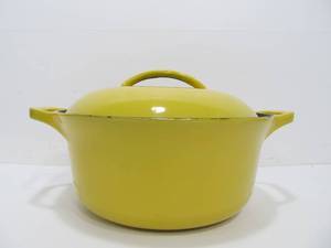 lot 215 image: Waterford Ireland Colorcast Cast Iron Enamelware Yellow Dutch Oven With Lid