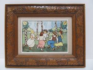 lot 219 image: Framed Vintage Porcelain Postcard