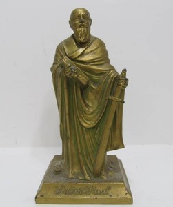 lot 231 image: Antique Saint Paul Cast Metal Sculpture