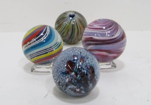 lot 233 image: Gorgeous LARGE Hand Made Glass Marbles