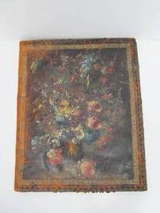 lot 161 image: Large Antique Hand Painted Leather Document Holder