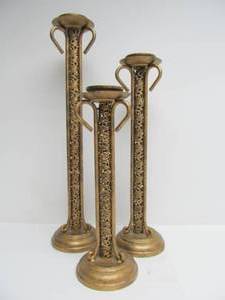 lot 206 image: 3 Large Metal Candle Stands