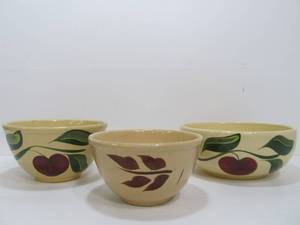 lot 269 image: Nice Group of 3 Oven Ware Stoneware Advertising Bowls