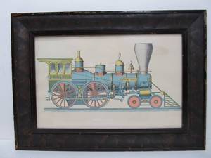 lot 274 image: Framed Vintage Empire State Locomotive Print
