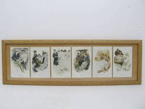 lot 275 image: Framed Antique Victorian Postcard Set - Lifes Eventful Hours