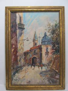 lot 277 image: Very Nice Framed Signed Mid Century Oil on Canvas Street Scene Painting