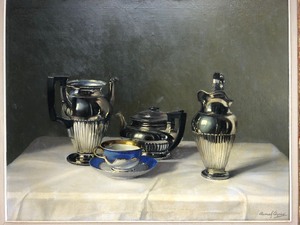 lot 7 image: Framed Original Oil on Canvas Still Life Painting - Listed Hungarian Artist Romek Arpad (1883-1960)