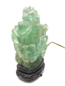 lot 5 image: Old Vintage Chinese Hand Carved Fluorite Jade Lamp