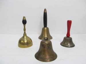 lot 291 image: 4 Vintage Solid Brass Bells 