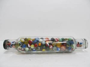 lot 300 image: Old Jar FULL of Nice Vintage Marbles