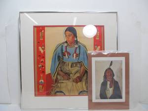 lot 301 image: Framed & Unframed Vintage Railroad Advertising Native American Prints
