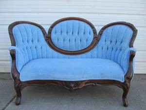 lot 303 image: Nicely Upholstered Victorian Style LoveseatSofa