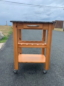 lot 325 image: Very Nice Marble-Top Rolling Kitchen Island Cart