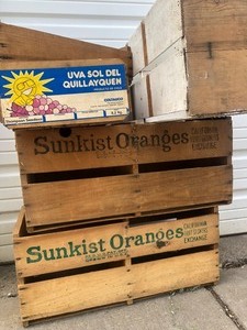 lot 336 image: Group of Large Primitive Wooden Fruit Crates
