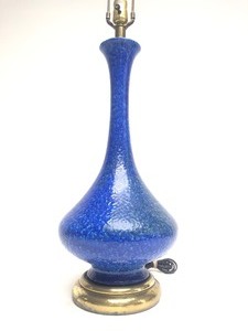 lot 341 image: Quality Mid Century Blue Ceramic Table Lamp