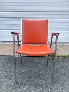 lot 344 image: Mid Century Chrome & Orange Armchair